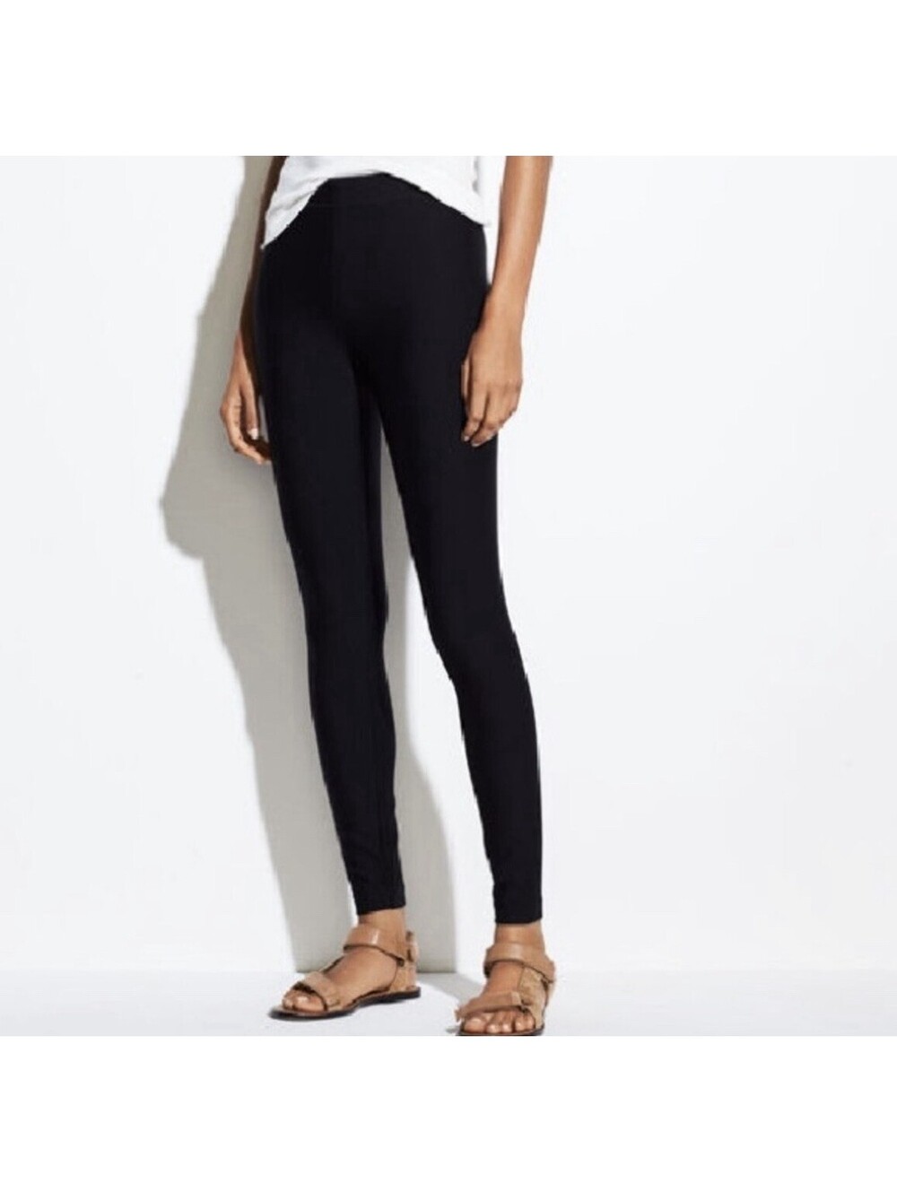 VINCE Women’s Pull-On Ponte Jersey Back Seam Stitch Leggings In Black-Size XS